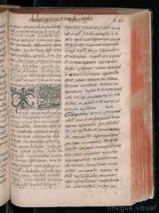 Manuscrito o libro antiguo abierto — Bernardino de Sahagún