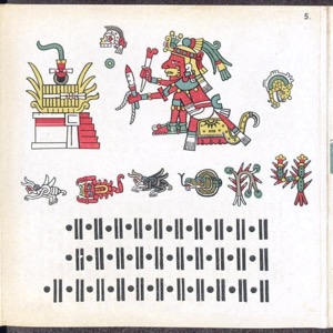 Figuras y glifos mexicas de un códice antiguo — Tlacuilo anónimo