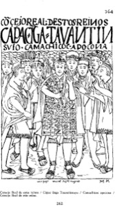 Representación de caciques y guerreros incas en un códice colonial — M.R.