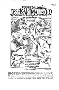 Representación de una mujer indígena arrodillada en súplica — Anónimo (manuscrito medieval)