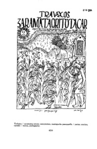 Portada de "Travacos Saramantaoritotácar" — Bernardino de Sahagún