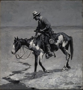 Vaquero sobre su caballo manchado — Frederic Remington
