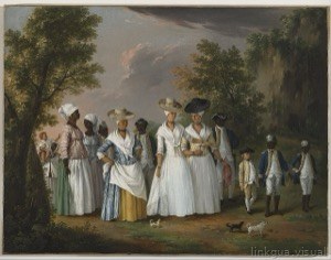 Gente vestida de época al aire libre — Agostino Brunias