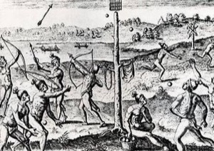 Juego de pelota indígena con arcos y flechas — Anejodi Historical