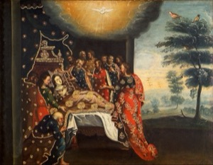 La Dormición de la Virgen María — Escuela Cuzqueña (anónimo)