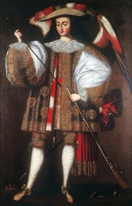 Ángel Custodio con armadura barroca y armas — Miguel de Santiago
