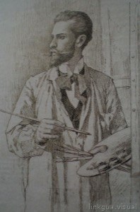 Retrato de un artista con paleta y pincel — Arturo Michelena