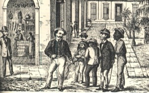 Escena urbana con hombres y carruajes — Arturo Michelena