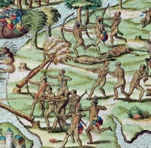 Confrontación entre nativos americanos y colonizadores europeos — Hans Staden