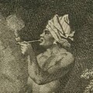 Indígena fumando en pipa en entorno natural — Chatoyer The Chief Of The Black Charaibes In St.