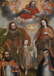 Sagrada Familia y Santos en Gloria — Escuela cuzqueña