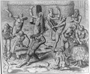 Escena de ritual o actividad comunitaria antigua — Anónimo