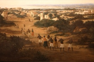 Paisaje rural con figuras y ruinas coloniales — Frans Post