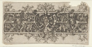 Banda ornamental con elementos arquitectónicos y grotescos — Anónimo