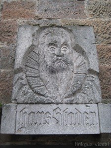 Busto de Hans Sachs en relieve, con inscripción