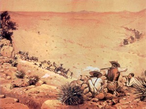 Batalla en el desierto con carretas