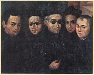Retrato de cinco clérigos con anteojos — Jesuitas