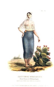 Mujer mexicana junto a un nopal — Claudio Linati