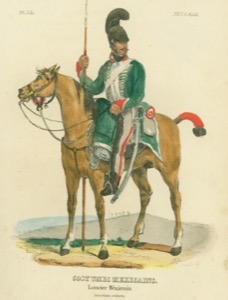 Uniforme Militar de Caballería: "Scotthem Herrl. Lance Wu." — Claudio Linati