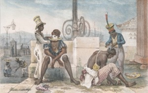 Escena de barbería con personajes de ascendencia africana — Jean-Baptiste Debret