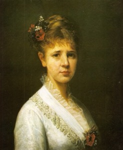 Retrato de una Dama Elegante con Adornos Florales — Martín Tovar y Tovar