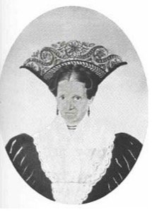 Retrato de una dama con elaborado tocado y peinado — Mercedes Puelma de