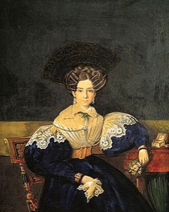 Retrato de dama con turbante y vestido de época — Micaela