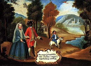 De Castas: de negro y yucateca, sale mulato — Pintura de Castas