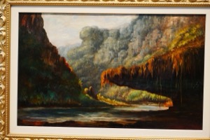 Paisaje dramático con río y formaciones rocosas — Daniel Thomas Egerton