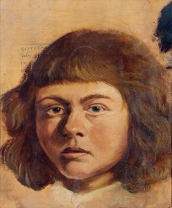 De niño con cabello castaño y mirada serena — Retrato de Menino da Colecao Brasiliana