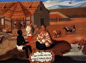 Escena de castas que representa la unión de un hombre — Anónimo (pintura de castas)