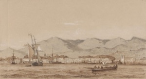 Bahía con veleros y montañas al fondo — Michel Jean Cazabon