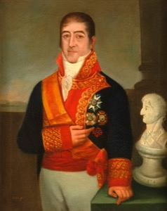 Retrato de un militar con banda y condecoraciones — Anónimo