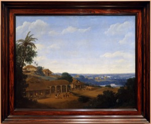 Esta pintura al óleo representa un paisaje rural con — Anónimo