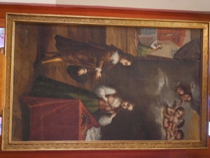 Escena religiosa con ángeles — Juan Correa