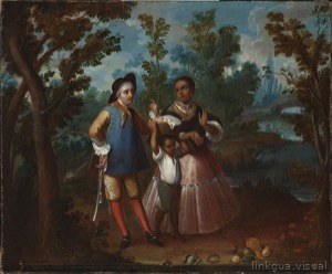 Esta pintura al óleo, de estilo colonial o barroco,