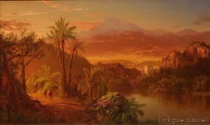 Esta pintura representa un paisaje exótico y exuberante — Anónimo