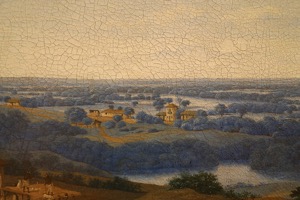 Paisaje idílico con río y edificaciones — Anónimo