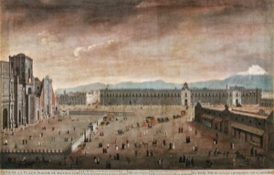 Vista de la Plaza Mayor de México — Anónimo tlacuilo mexica