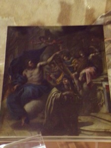 Escena religiosa con figuras celestiales y terrenales — Anónimo