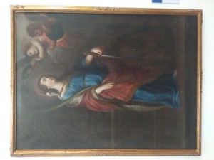 Retrato de Santa Catalina de Alejandría con ángeles — Anónimo (pintura colonial)