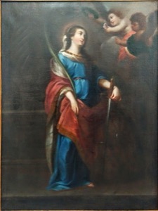 Santa Catalina de Alejandría con ángeles — Anónimo (pintura colonial)