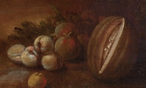 Naturaleza muerta con frutas y vaina de cacao — Anónimo (pintura de castas)