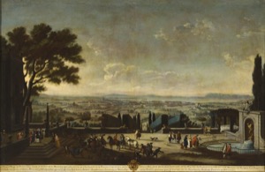 Paisaje italiano con figuras y arquitectura — Anónimo