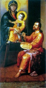 San Lucas pintando a la Virgen con el Niño — Anónimo (pintura colonial)