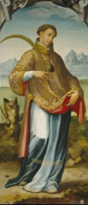 San Lorenzo con palma y ropajes ricos — Anónimo (pintura colonial)