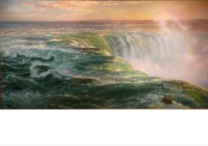 La Majestuosidad de las Cataratas del Niágara en un Atardecer Dorado — Albert Bierstadt