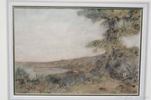 Paisaje sereno con árboles y lago