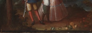 Pareja en un jardín otoñal — Anónimo (pintura de castas)