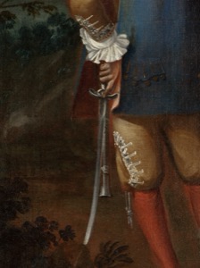 Joven noble con sable en jardín — Anónimo (pintura de castas)